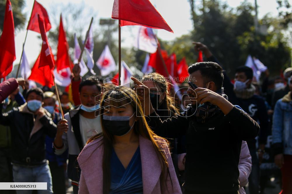 Protest against the dissolution of parliament in Kathmandu
