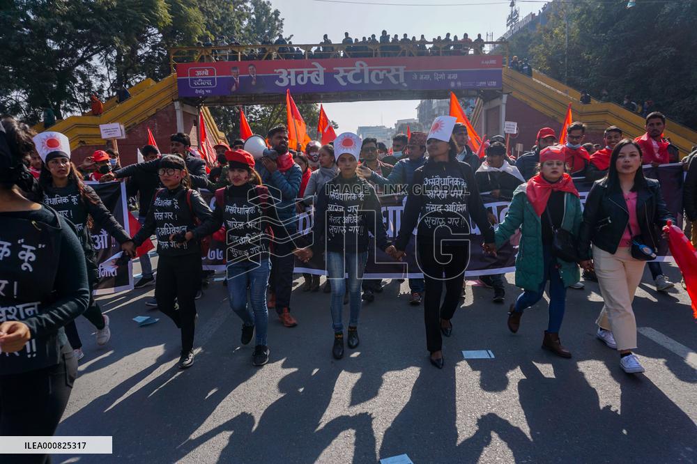 Protest against the dissolution of parliament in Kathmandu