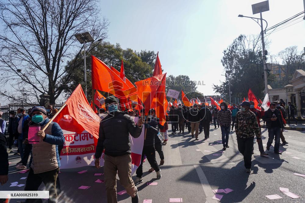 Protest against the dissolution of parliament in Kathmandu