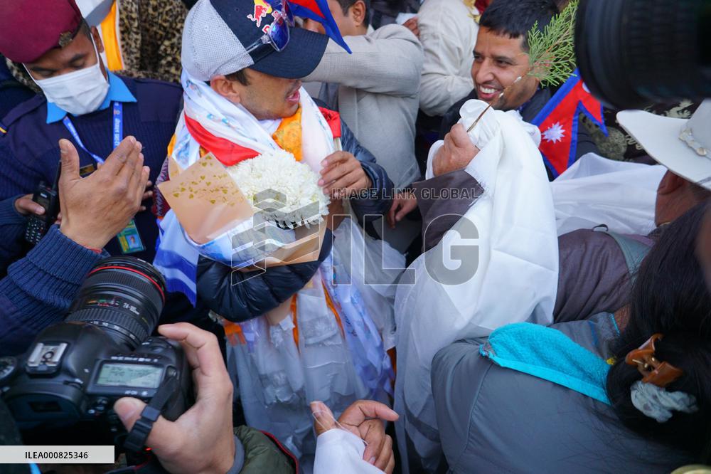 Nepali climber returns home after climbing Mount K2.