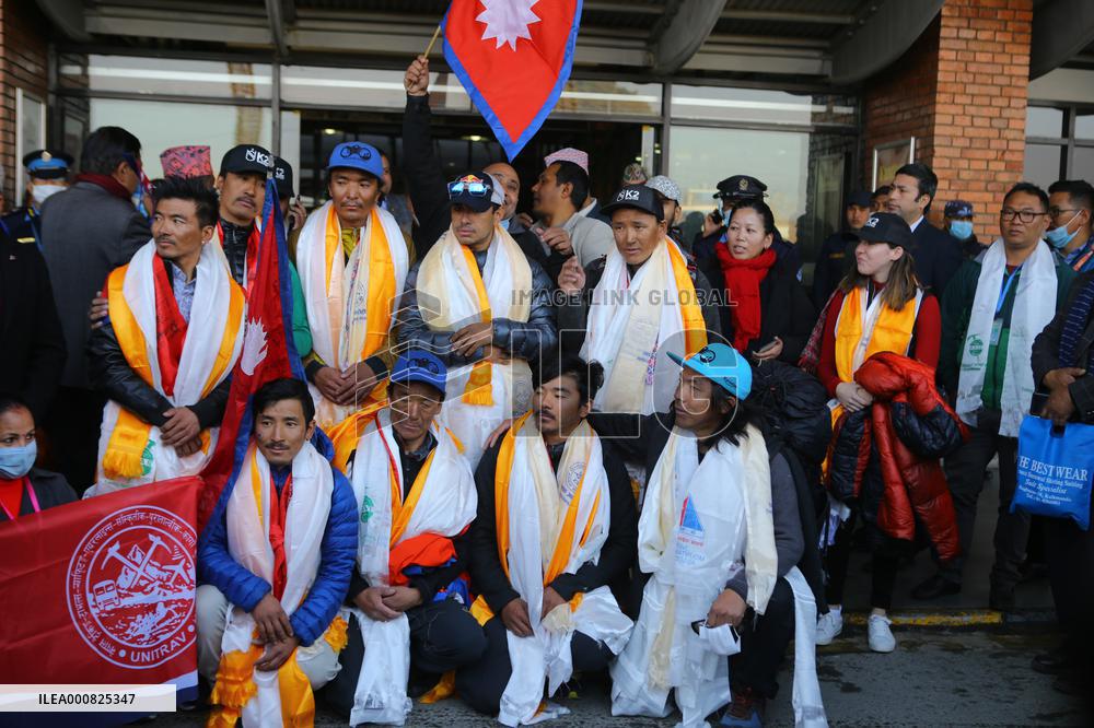 Nepali climber returns home after climbing Mount K2.