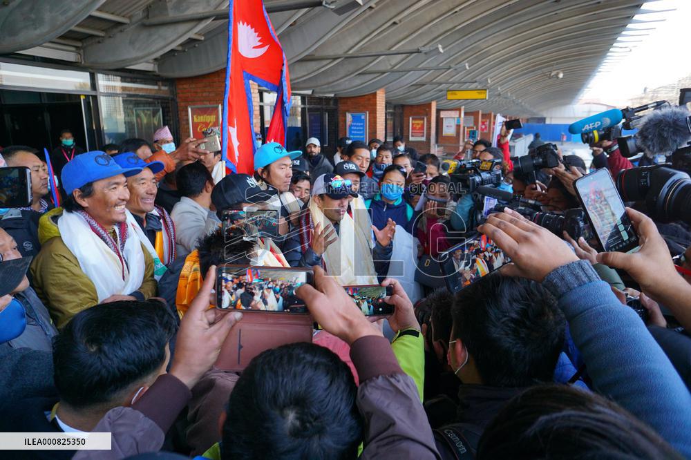 Nepali climber returns home after climbing Mount K2.