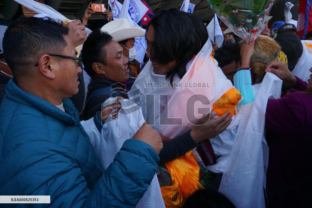 Nepali climber returns home after climbing Mount K2.