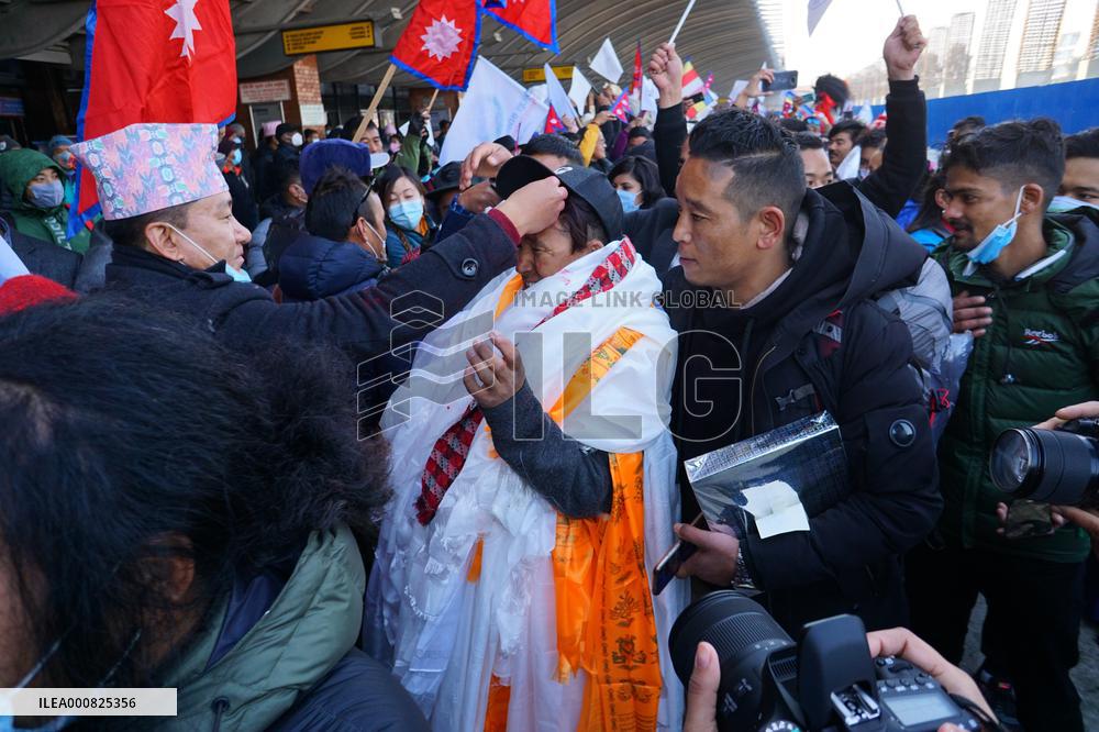 Nepali climber returns home after climbing Mount K2.