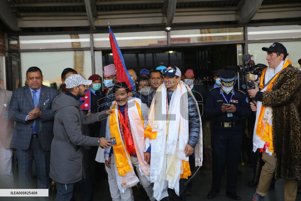 Nepali climber returns home after climbing Mount K2.