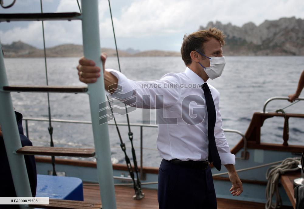 President Macron Heads To The Calanques National Park - Marseille