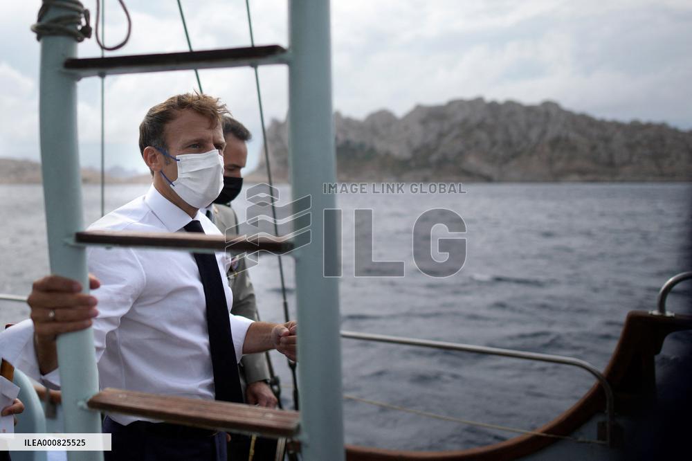 President Macron Heads To The Calanques National Park - Marseille