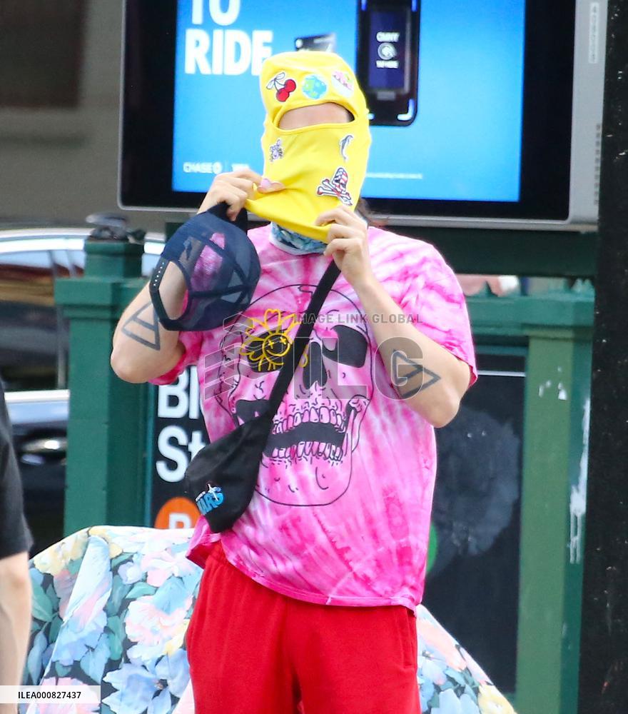 Jared Leto out with funny winter hood in New York