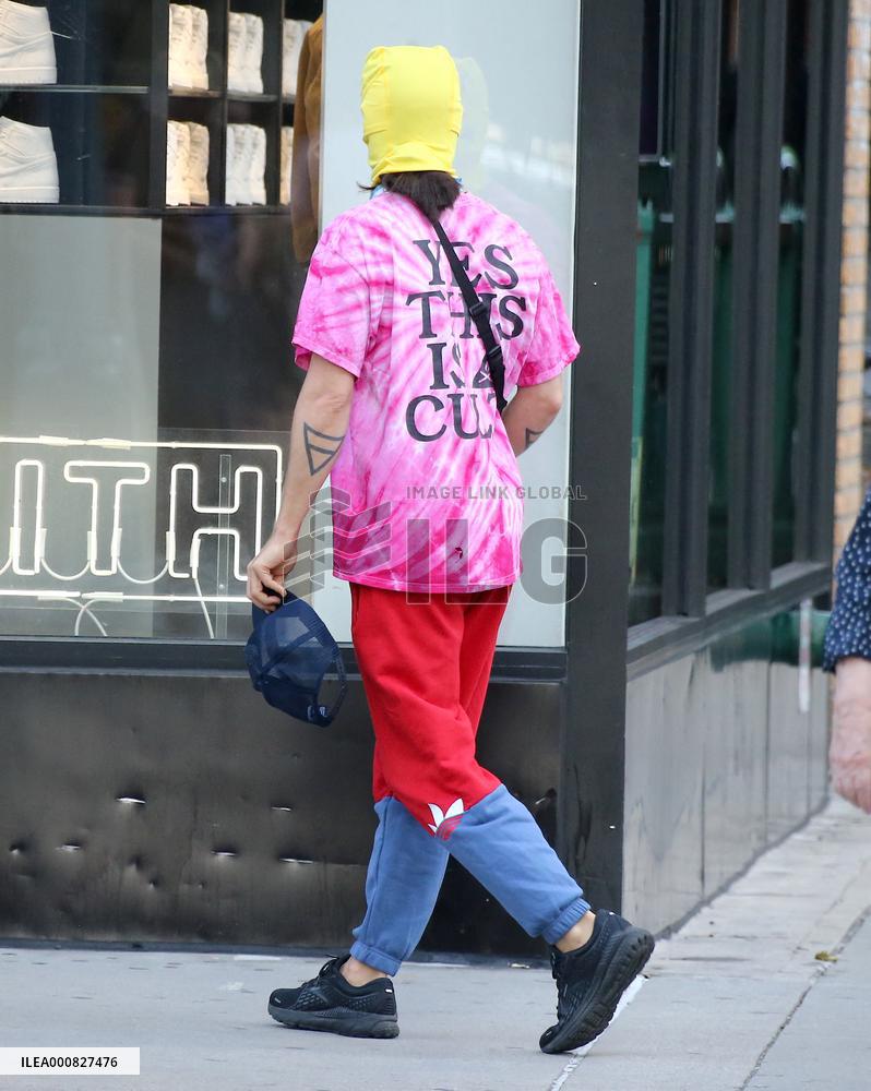 Jared Leto out with funny winter hood in New York