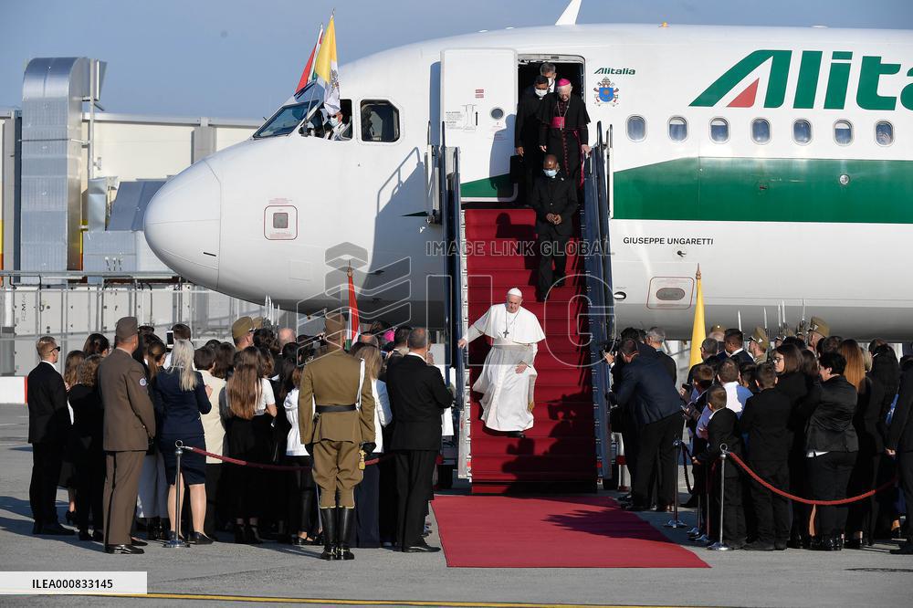 Pope Francis Touches Down In Budapest