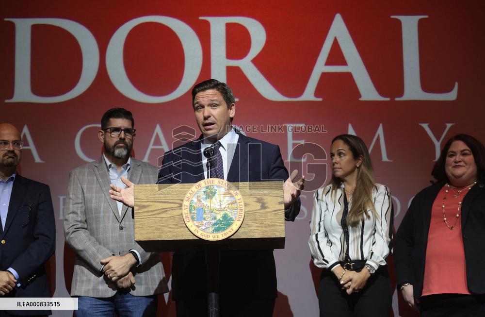 Gov. DeSantis Speaks At Doral Academy Prepatory School - Florida