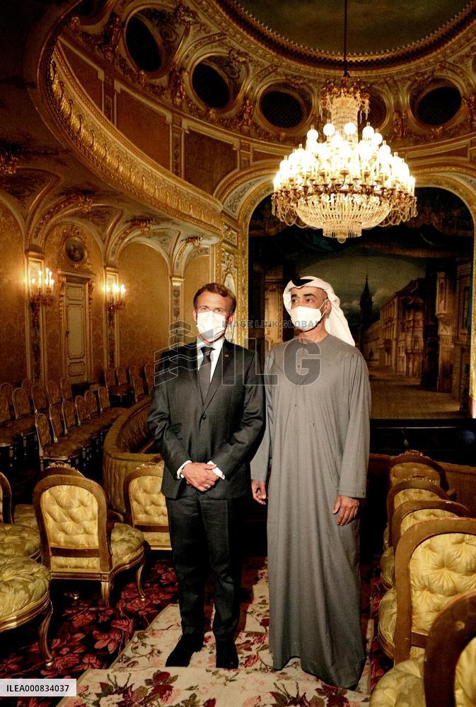 President Macron And Abu Dhabi Crown Prince Visit Chateau Theater - Fontainebleau