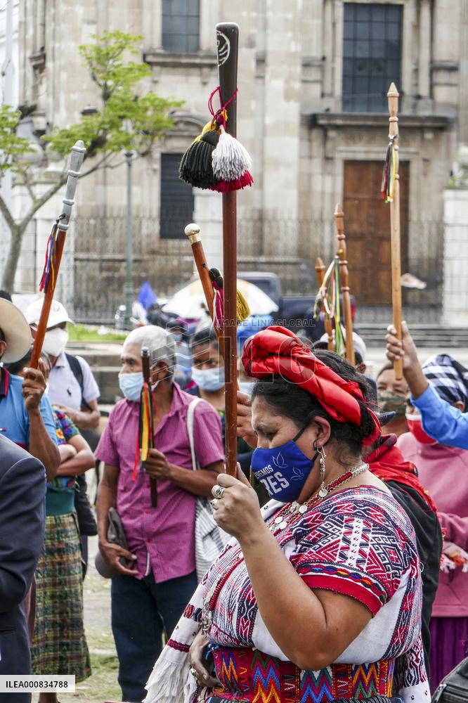 Indigenous Held Mayan Ceremony Against Independence Day - Guatemala