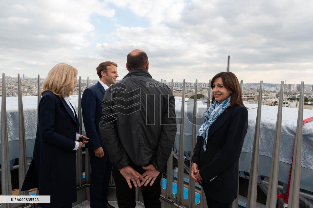 President Macron During Wrapped Arc De Triomphe Inauguration - Paris