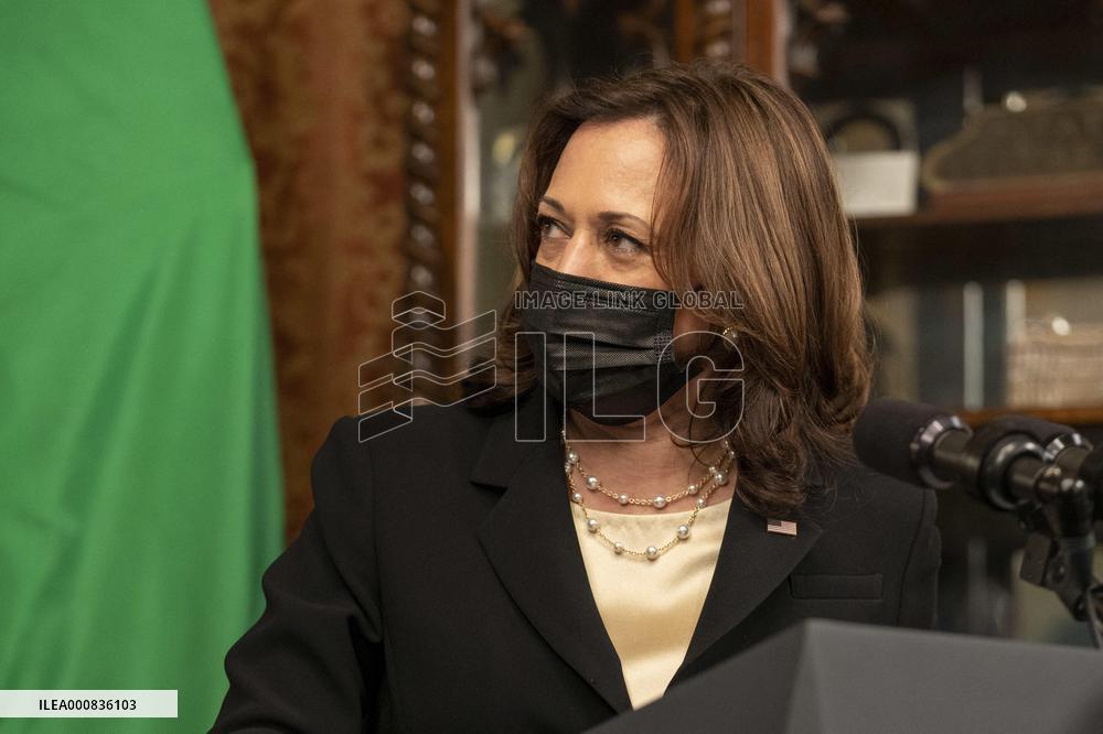 Vice President Kamala Harris meets Hakainde Hichilema of Zambia.