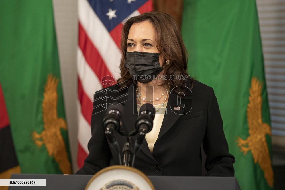 Vice President Kamala Harris meets Hakainde Hichilema of Zambia.
