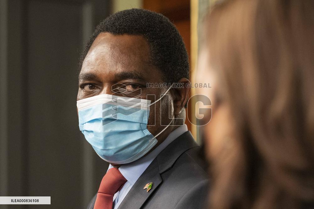 Vice President Kamala Harris meets Hakainde Hichilema of Zambia.