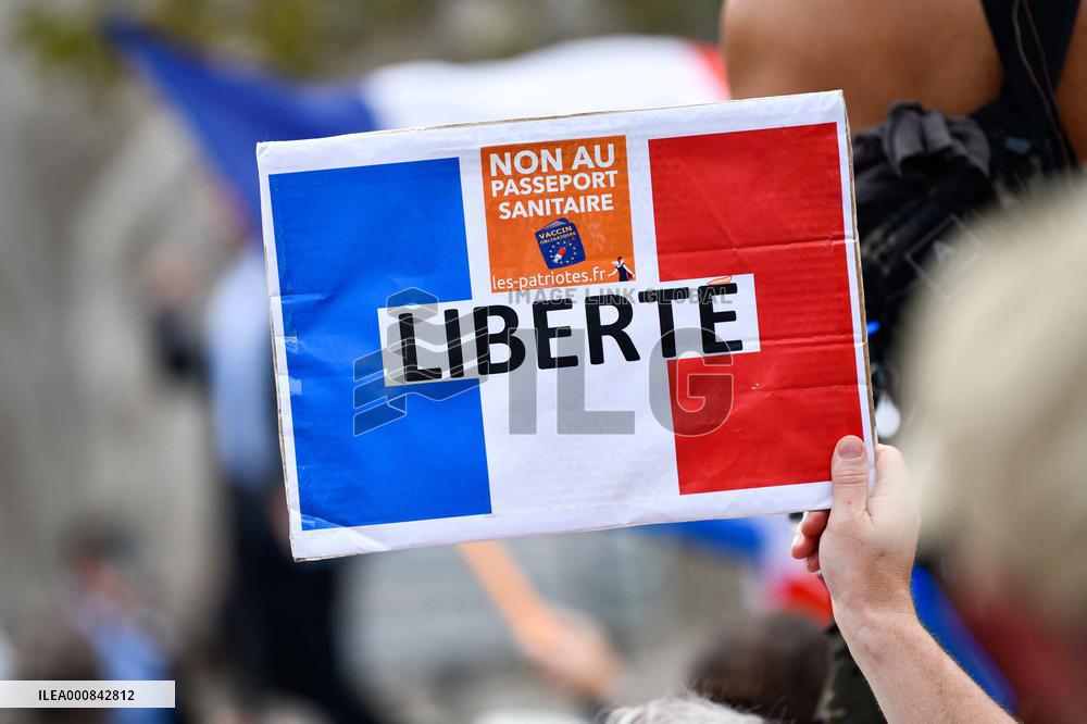 New Anti-Health Pass Rally called by Florian Philippot - Paris