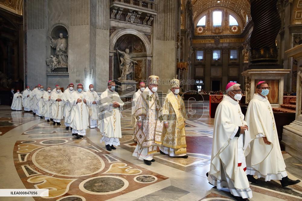 Pope Francis Leads A Mass For The Council Of European Bishops' Conferences