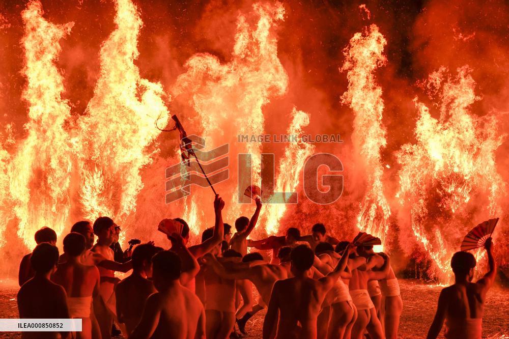 Fire festival at Japanese shrine