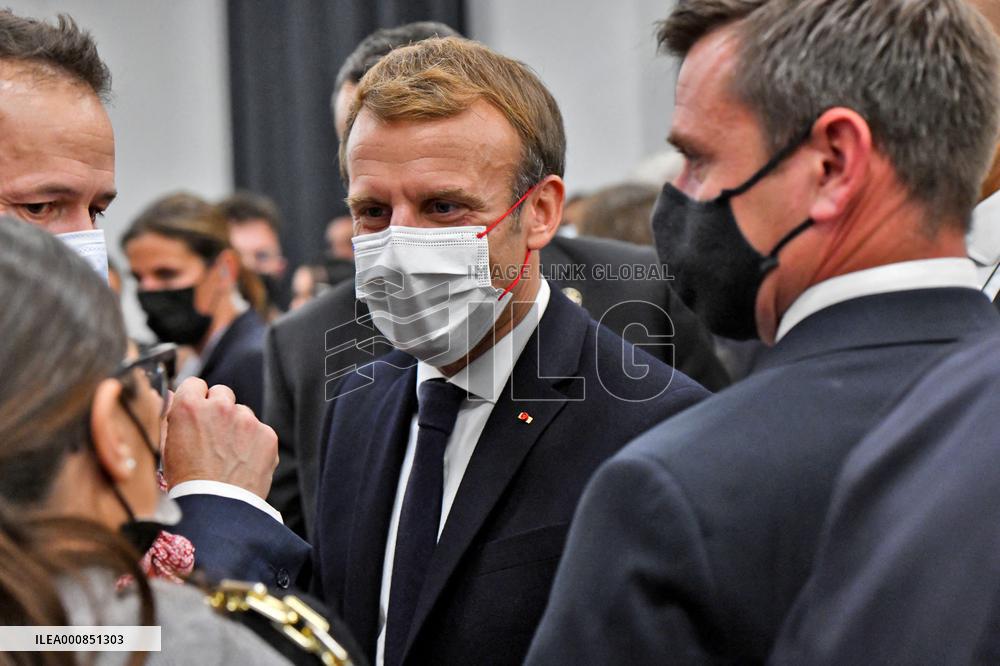 French President Emmanuel Macron at Le Cloitre - Marseille