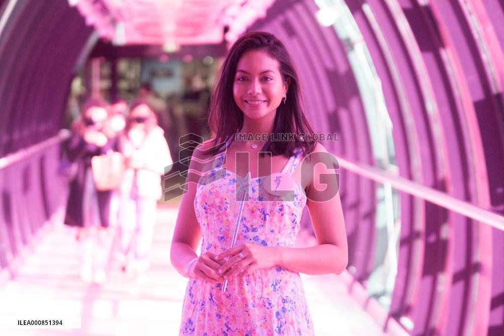 Vaimalama Chaves Miss France 2019 For Operation Pink Wire At The Opening Of Beaugrenelle