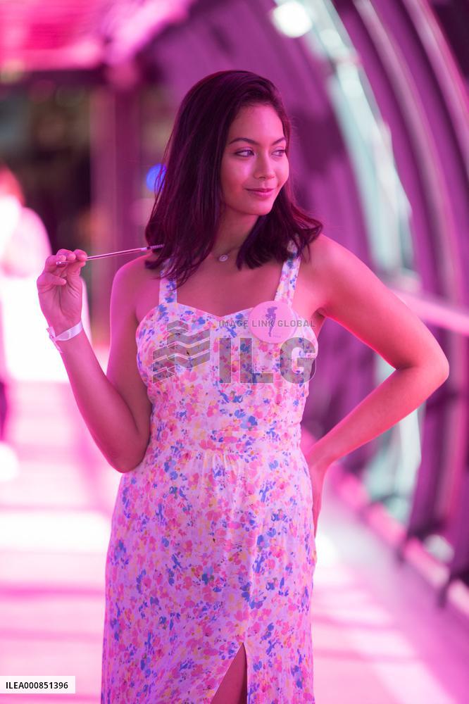 Vaimalama Chaves Miss France 2019 For Operation Pink Wire At The Opening Of Beaugrenelle