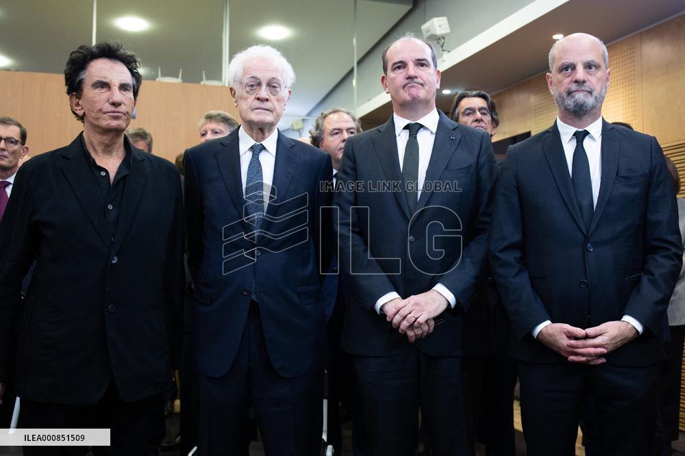 Unveiling of a memorial plaque at the Education ministry in tribute to Samuel Paty - Paris