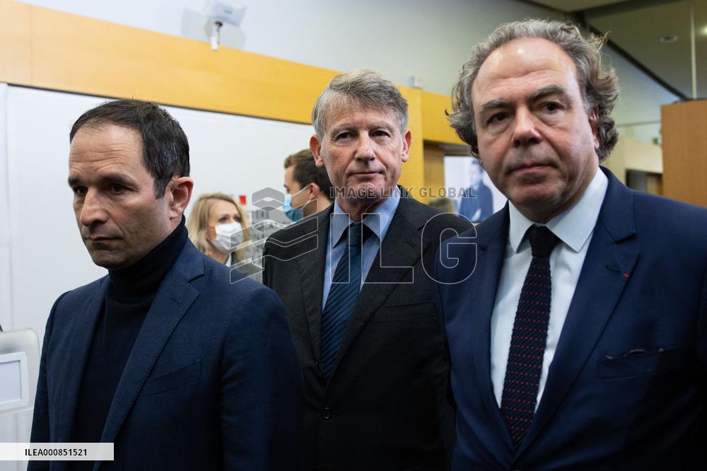 Unveiling of a memorial plaque at the Education ministry in tribute to Samuel Paty - Paris