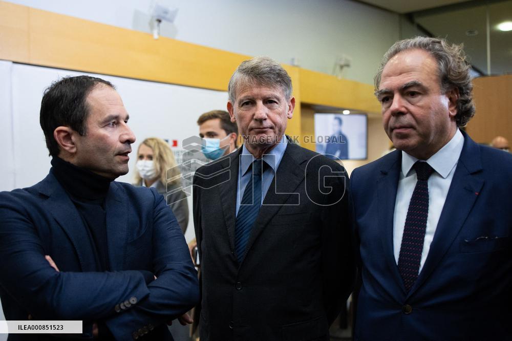Unveiling of a memorial plaque at the Education ministry in tribute to Samuel Paty - Paris