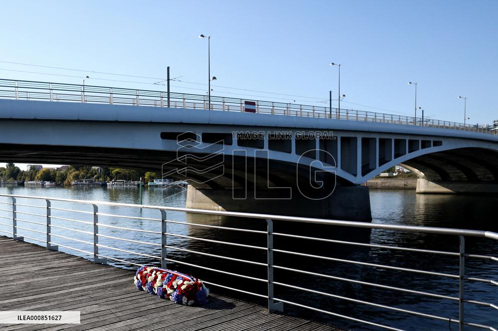 French president Emmanuel Macron 60th anniversary of 17 October 1961 - Colombes