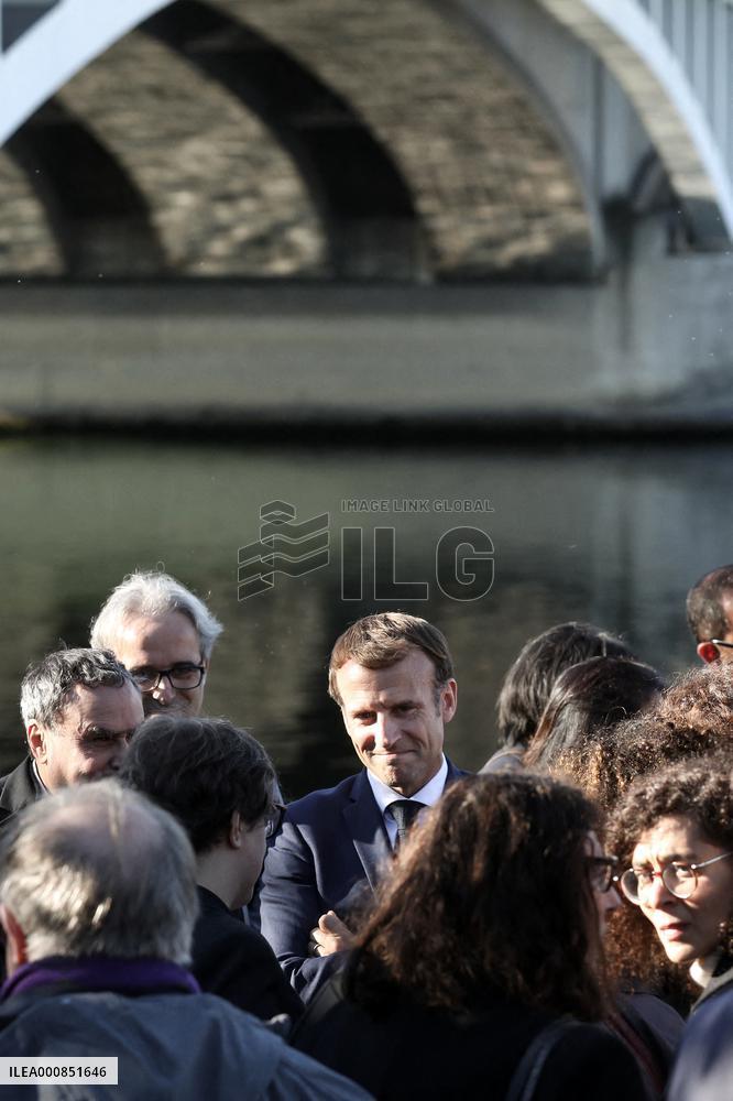 French president Emmanuel Macron 60th anniversary of 17 October 1961 - Colombes
