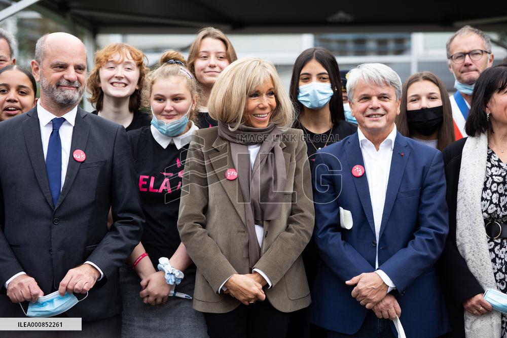 Brigitte Macron gives a dictation in support for the European Leukodystrophy Association - Boissy-Saint-Leger