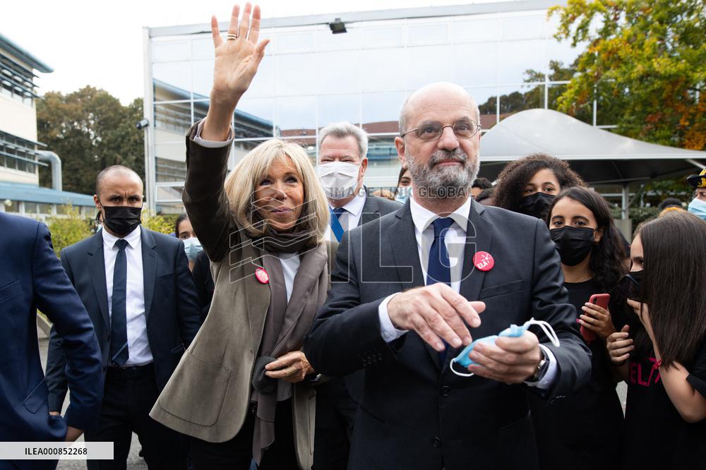 Brigitte Macron gives a dictation in support for the European Leukodystrophy Association - Boissy-Saint-Leger