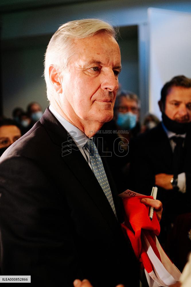 Michel Barnier Holds A Public Meeting - Neuilly-sur-Seine