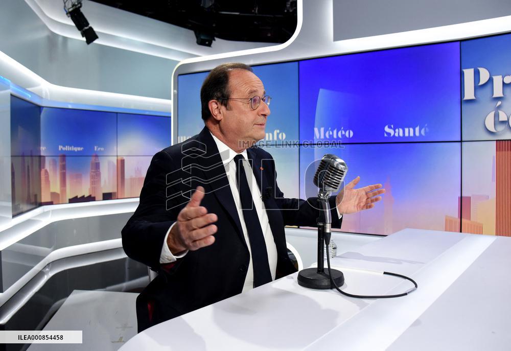 Former President Francois Hollande Appears On RMC/BFMTV - Paris