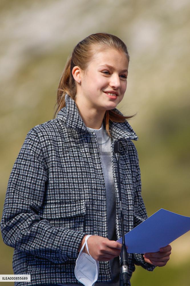Royals Visit Santa Maria Del Puerto De Somiedo - Spain