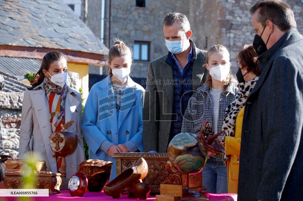 Royals Visit Santa Maria Del Puerto De Somiedo - Spain