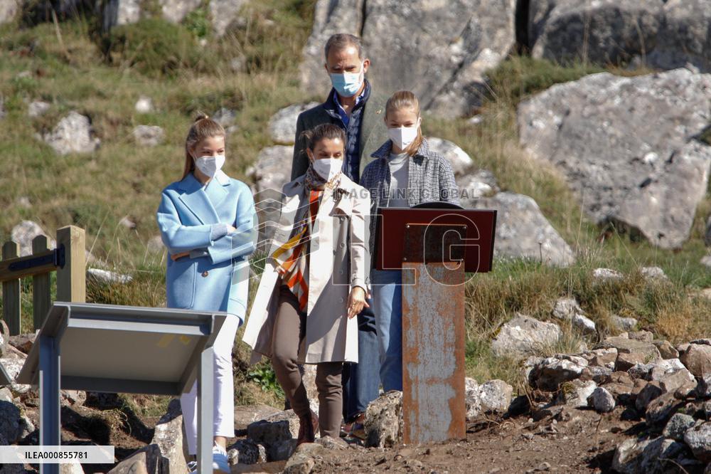 Royals Visit Santa Maria Del Puerto De Somiedo - Spain