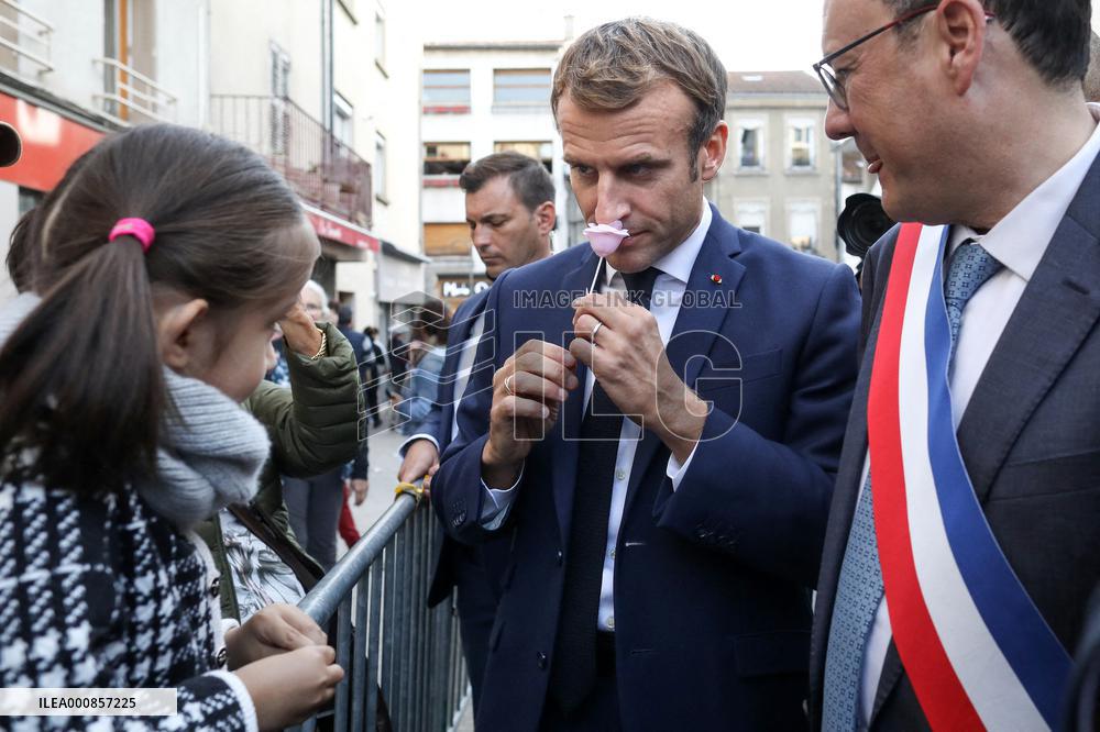 President Macron Visits Montbrison - Central-Eastern France