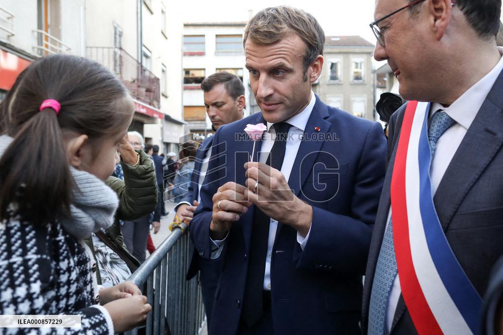 President Macron Visits Montbrison - Central-Eastern France