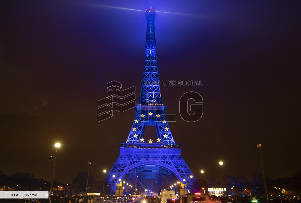 FRANCE-PARIS-EU PRESIDENCY-EIFFEL TOWER-ILLUMINATION