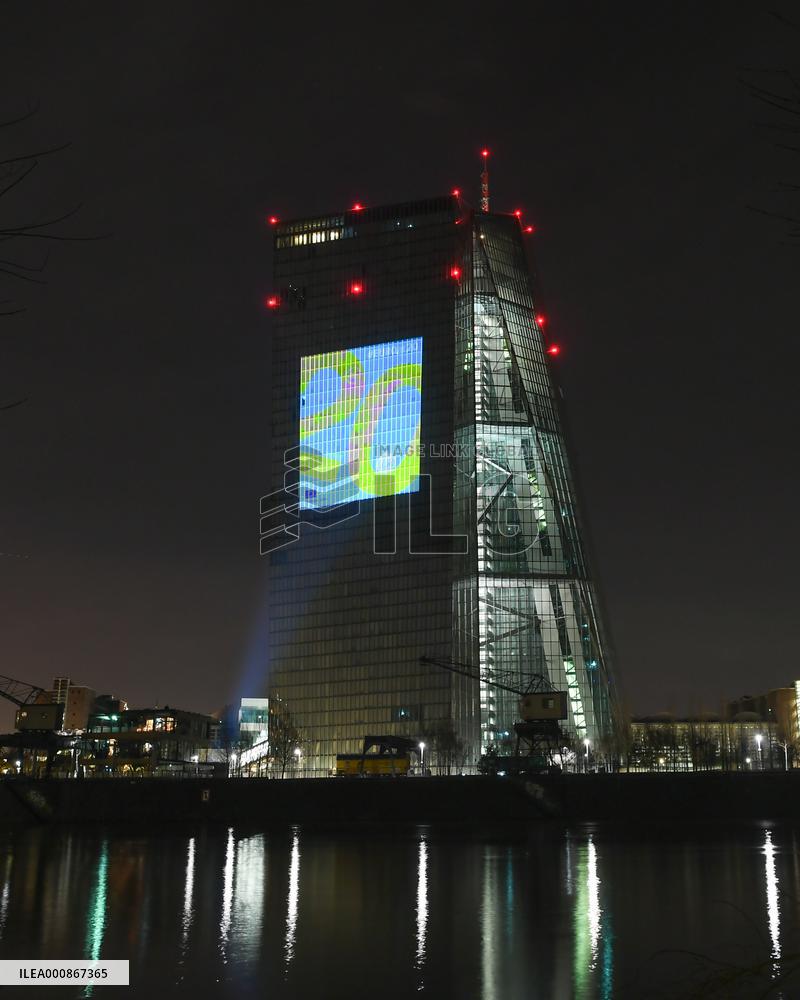 GERMANY-FRANKFURT-ECB-EURO-20TH ANNIVERSARY-ILLUMINATION