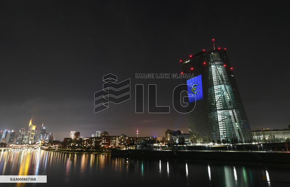 GERMANY-FRANKFURT-ECB-EURO-20TH ANNIVERSARY-ILLUMINATION