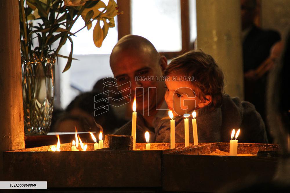 MIDEAST-GAZA CITY-CHRISTMAS MASS