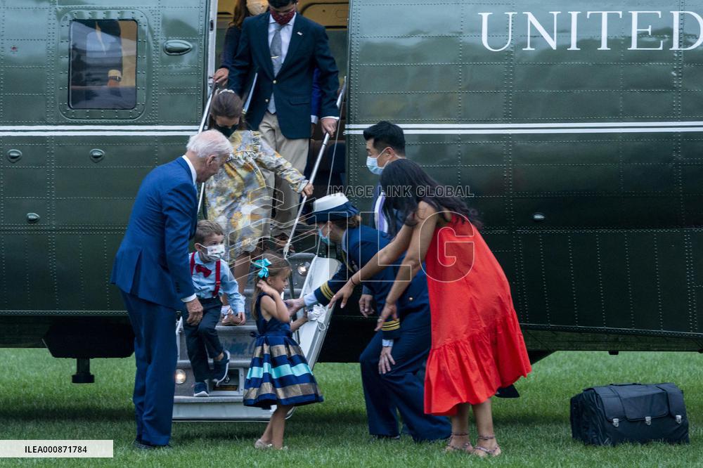US President Joe Biden departs the White House to spend the weekend at home in Wilmington