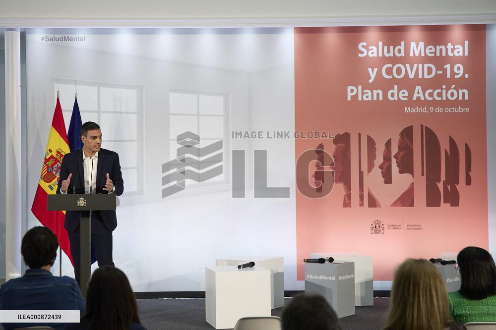 Pedro Sanchez At Mental Health And Covid-19 Event - Madrid