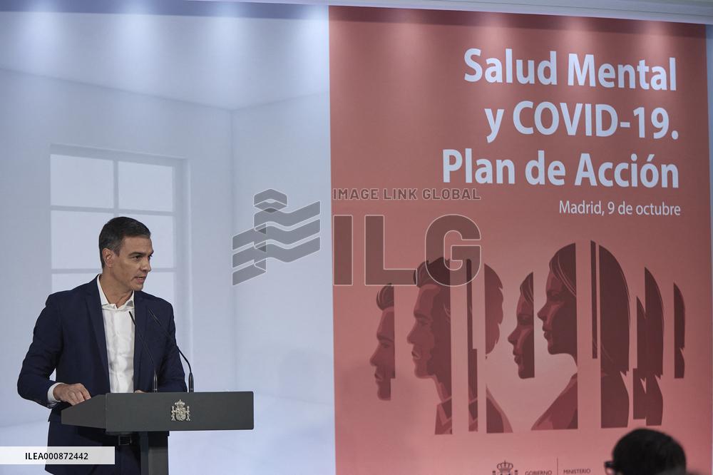 Pedro Sanchez At Mental Health And Covid-19 Event - Madrid