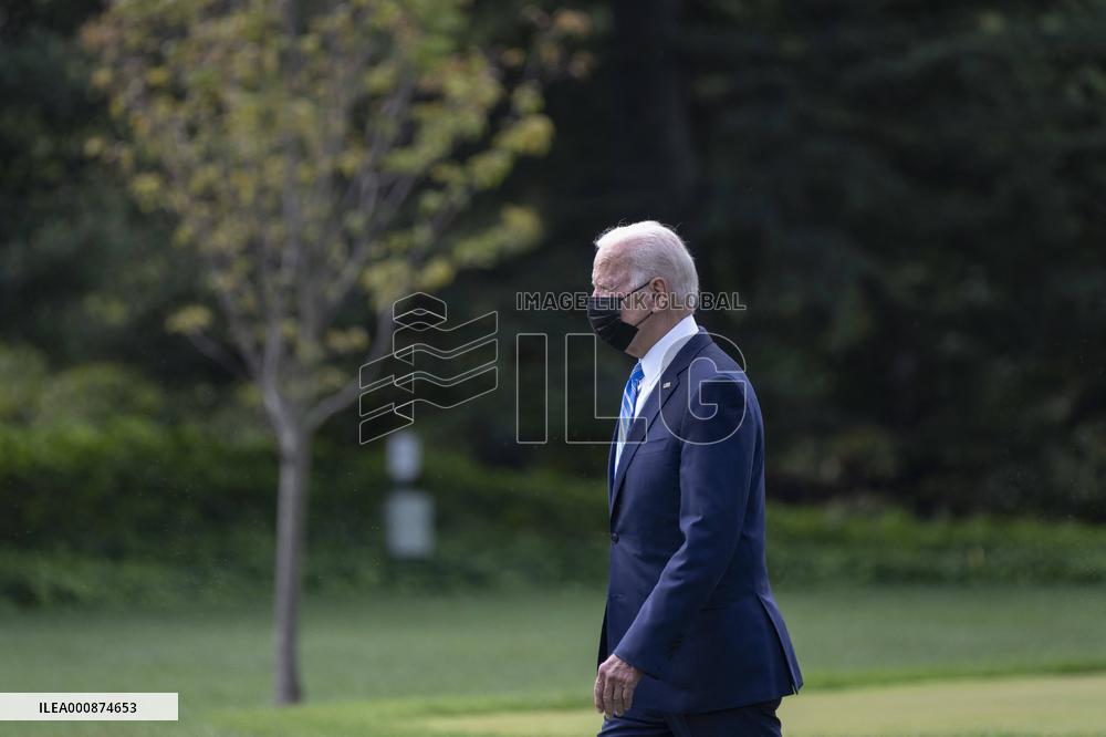 President Joe Biden departs the White House
