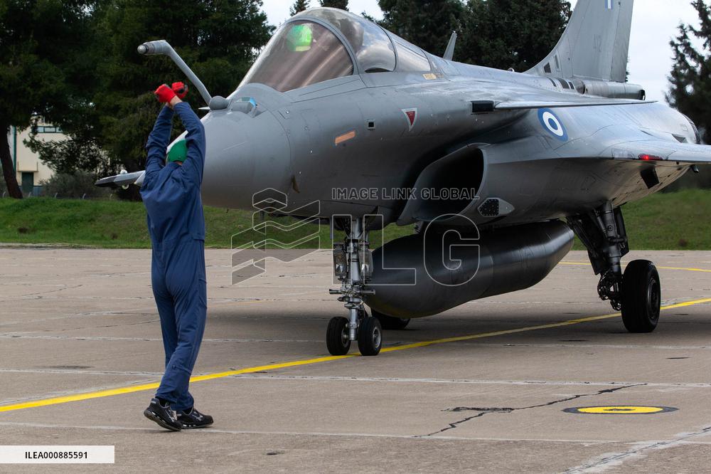 GREECE-TANAGRA-RAFALE FIGHTER JETS-RECEIVING